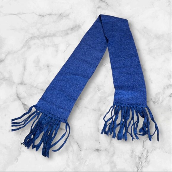 Donegal Design Irish Mohair Wool Scarf Fuzzy Blue with Fringe - Picture 3 of 7